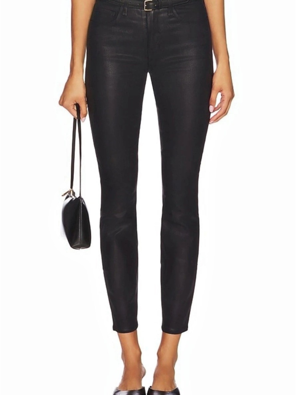 L'AGENCE Margot High-Rise Coated Skinny Jeans Skinny Coated Jeans in Black Waist